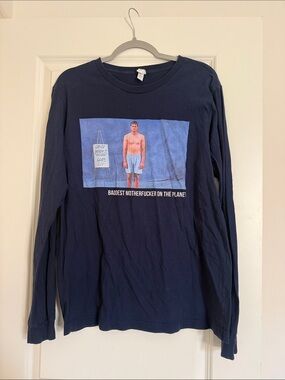 Navy Graphic Long-Sleeve Men's Shirt - 'Baddest Motherf***er'